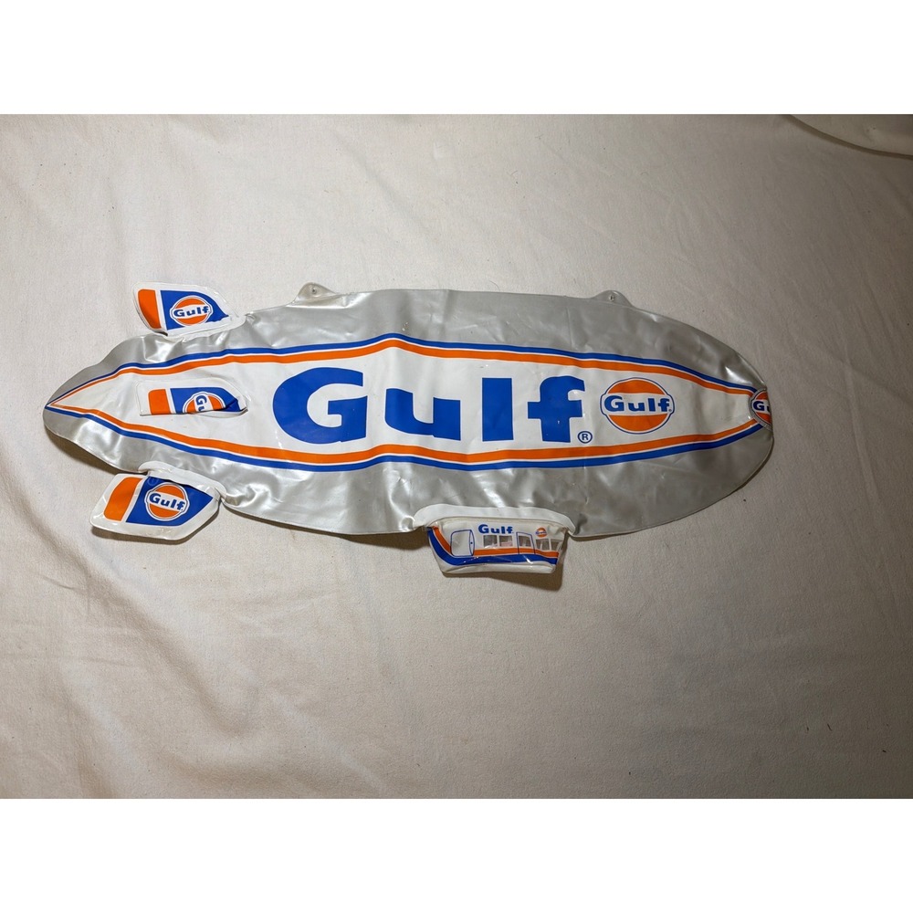 Vintage Gulf Oil Inflatable Blimp Advertising Gas Station Collectible Silver